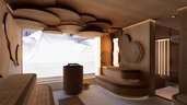 Eventsauna im Familienhotel Zauchenseehof mit großem Panoramafenster und stilvoller Holzgestaltung.