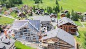 Außenansicht des Familienhotels Gorfion in Liechtenstein während des großen Umbaus.
