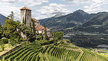 Ein malerisches Weinanbaugebiet in Südtirol das auch etwas für Teenager ist. Oben steht noch eine Burg, von der sich die Aussicht auf die Berge sicherlich im Sommer lohnt.
