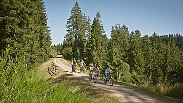 Familie beim Fahrradfahren in der Umgebung vom Familienhotel Engel im Schwarzwald