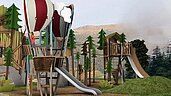 Visualisierung des neuen Outdoor-Spielplatzes mit Spielturm im Familien Bauernhof Resort Habachklause