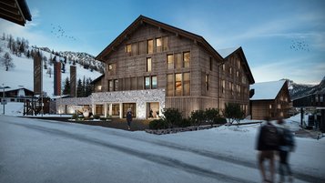 Visualisierung des Familienhotels Gorfion: Nach dem Umbau erstrahlt das Hotel in neuem Glanz