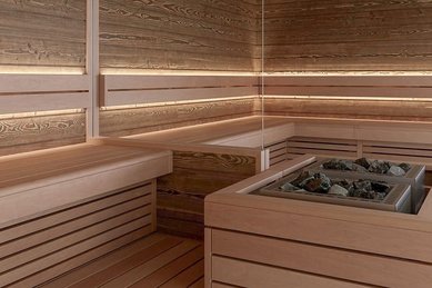 Holzsauna im Familienhotel Gorfion in Liechtenstein