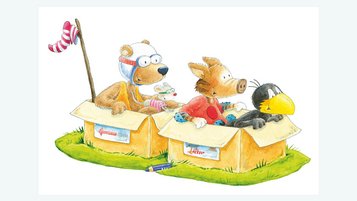 Rabe Socke feiert Geburtstag im Jahr 2026. Rabe Socke mit seinen Freunden