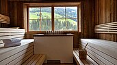 Bio-Sauna im Wellnessbereich des Galtenberg Family & Wellness Resorts in Tirol.