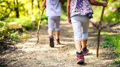 Kinder wandern durch den Wald nahe des Familienhotels Rhön Feeling