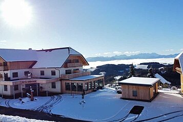 Winteraufnahme des Familienhotel Petschnighof in Kärnten.